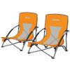 Set of 2 Folding Beach Chairs with Mesh Back, Carry Bag and Cup Holder for Outdoor Camping Lawn Sports Picnic, Orange